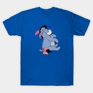 Donkey with Awareness Ribbon Butterfly (Blue) T-Shirt